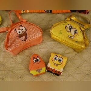 Sparkly Rhinestone Adorned Spongebob And Patrick Bowler Bags
